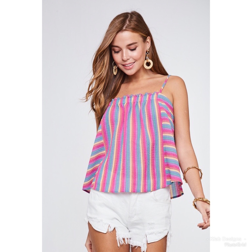 LAST 1! Multi Color Stripe Tank-Pants Available - Picture 2 of 4